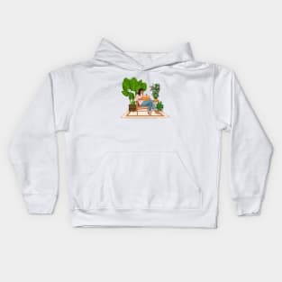 Reading and plants illustration 4 Kids Hoodie